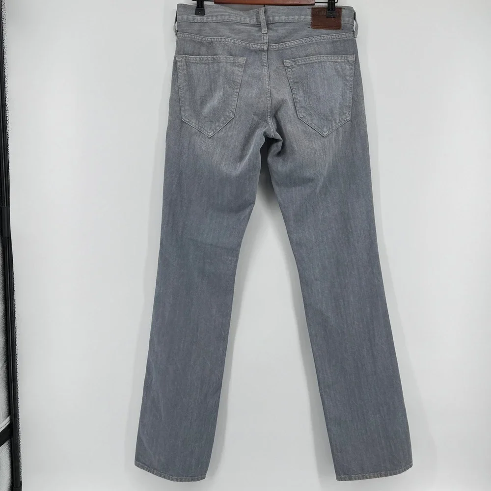 True Religion Bobby Jeans Mens 29x34 Grey Straight Leg Made in USA M56A349GR4